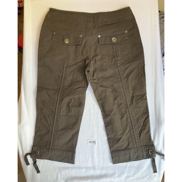 Arizona Jean Co. Women Capri Pants 3 Brown Cargo Button Tie 18" Inseam Outdoor - Picture 10 of 10